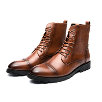 Herren-Schnürstiefel Größe 38-48 in Schwarz und Braun, Dreifach Gelenkig, Rutschfeste Dicke Sohle, Outdoor-Anzugstiefel