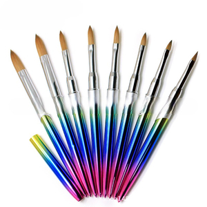 Gradient Crystal Handle Nail Brush Synthetic Hair Metal Ferrule Gel Painting Brush for Manicure - Product Image 2
