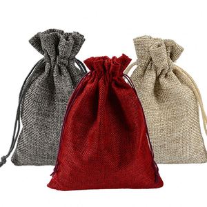 Customizable Durable Biodegradable Eco-friendly Small Jute Satin <b>Drawstring</b> Bags Reusable Grocery Shopping Burlap <b>Pouches</b> - Product Image 3