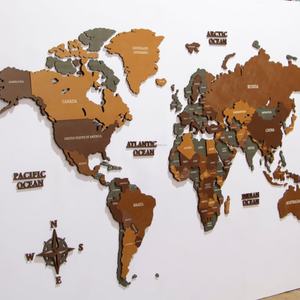 Arredamento moderno di lusso grande 3D mappa del <span class=keywords><strong>mondo</strong></span> puzzle in legno per la decorazione della parete di casa - Product Image 1