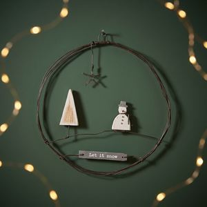 Guirnalda rústica de alambre metálico con árbol de muñeco de nieve y letrero 'Let It Snow', adorno colgante decorativo navideño - Product Image 4