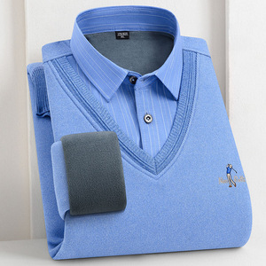 Camisetas de Pullover Masculinas em Fleece Duplo com Decote em V, Suéter Quente de Camada Base, Suéter Tricotado - Product Image 4