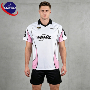 QZFSO Techwear Boxy Fit Polyester Custom Sublimation Transfer <b>Print</b> Pattern Football Tee Sport Soccer Polo Collar Mens Jersey - Product Image 1