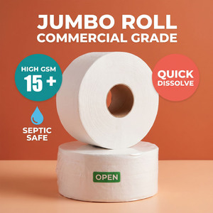 Papel Higiénico Jumbo de 500m, 2 Capas, al por Mayor, Rollo Comercial JRT para Baños de Hoteles y Centros Comerciales, Directo de Fábrica - Product Image 1