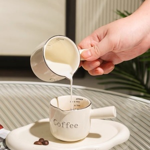 Tazas Medidoras de 3 oz con Doble Escala, Tazas Cortas para Espresso con Boquilla en <span class=keywords><strong>V</strong></span>, Accesorios de Cerámica para Espresso con Asa para Café y Leche - Product Image 1