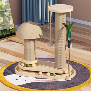 Gratte-chat en bois massif personnalisé cadre d'escalade en sisal durable avec peluche cataire et jouets en papier matériau MDF - Product Image 4