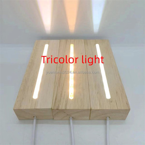 USB Acrylic phát sáng gỗ sồi 3D ánh sáng ban đêm cơ sở sáng tạo <span class=keywords><strong>LED</strong></span> Craft giữ đèn thiết kế hiện đại kích thước nhỏ vuông gỗ Pin - Product Image 6