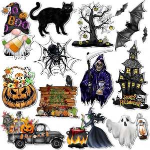 Decoraciones magnéticas de Halloween para refrigerador, coche, armario, puerta de garaje, pegatinas magnéticas para nevera, calcomanías magnéticas impermeables de Halloween - Product Image 1