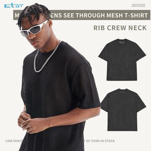 Nueva camiseta de malla transparente Popular, camiseta con hombros caídos, camisetas personalizadas con ajuste relajado y cuello redondo para hombre - Product Image 3