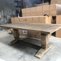 Nouvelle table de salle à manger de style moderne pour 8 personnes, en bois massif avec pieds en tréteau, pour mariage, banquet, décoration
