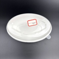 Bol de service jetable biodégradable de 26oz pour restaurant Bol de nouilles à la bagasse de canne à sucre écologique avec couvercle transparent de forme ovale