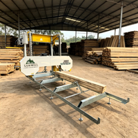 Scierie mobile sur roues, alimentée par un moteur à essence certifié CE EPA, pour le sciage horizontal de bois dur de 36 pouces.
