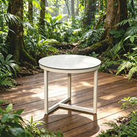 Ensemble de table basse moderne en aluminium en forme de T OSMEN avec design rond pour jardin, terrasse et balcon