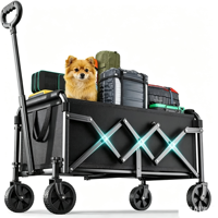 Chariot pliable léger en acier, capacité 350 lb, roulettes pivotantes pour le shopping, le camping, le jardin, la plage
