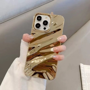 Funda de Lujo con Patrón de Ondas 3D Electrochapada para iPhone 17 16 15 14 13 12 11 Pro Max XS Max <span class=keywords><strong>XR</strong></span> 7 8 Plus, Cubierta Brillante y Moderna - Product Image 3