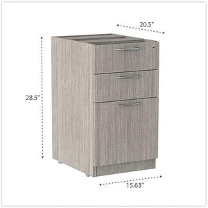 Alera Valencia Series 3-Drawer Full Pedestal <b>File</b> in <b>Box</b>/<b>Box</b>/<b>File</b> Legal/Letter 15.63\" X 20.5\" X Gray <b>Metal</b> Left/Right Options - Product Image 2