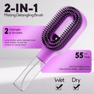 <span class=keywords><strong>Brosse</strong></span> démêlante à brume chaude pour <span class=keywords><strong>cheveux</strong></span> bouclés et ondulés, <span class=keywords><strong>brosse</strong></span> de coiffage lissante pour contrôle continu des frisottis et des mèches rebelles - Product Image 2