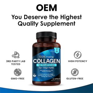 Cápsulas de péptidos de colágeno marino Premium <span class=keywords><strong>tipo</strong></span> I ácido hialurónico vitamina C soporte inmunológico antienvejecimiento crecimiento de uñas adulto - Product Image 2