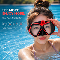 Support de caméra d'action, masque de plongée sous-marine, vue large, verre trempé, lunettes de plongée étanches pour la photographie sous-marine