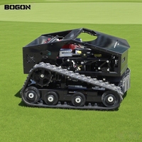 Tondeuse à gazon industrielle télécommandée sur chenilles, moteur diesel 1500W, autopropulsée, refroidissement par air forcé, bac de ramassage pour terrains en pente