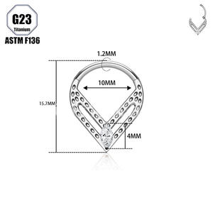 <span class=keywords><strong>Gaby</strong></span> New ASTM F136 G23 Titanio <span class=keywords><strong>V</strong></span> Anillos para la nariz Mujeres Daith Oreja perforada Nariz Diseño Piercing Titanio Septum Piercing Joyería - Product Image 6