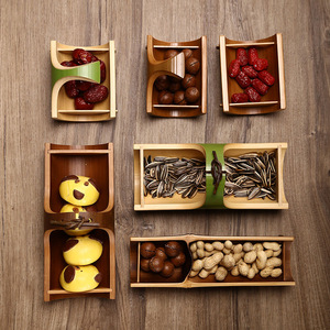 Cesta de Bambú para Postres, Plato de Frutas Secas Estilo Japonés, Bandeja para Aperitivos, Accesorio Creativo para la Ceremonia del Té, con Diseño de Madera, para Uso Doméstico - Product Image 2