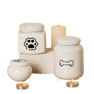 Kişiye Özel El Yapımı Seramik Evcil Hayvan Kremasyonu Köpek Külleri Anma Kabı Tabut Desenli - Product Image 1