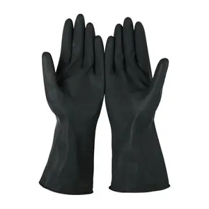 Заводские Оптовые Индивидуальные Чистящие черные резиновые перчатки промышленные с длинным рукавом водонепроницаемые латексные перчатки кухонные резиновые перчатки