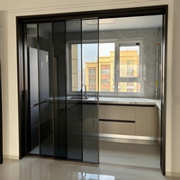 Porte coulissante en alliage d'aluminium sur mesure, verre trempé, étanche, insonorisée, minimaliste, pour usage intérieur, balcon, cuisine