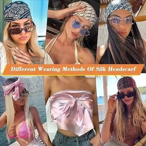 Foulard Quadrato in Seta Satinata da 35 Pollici con Logo Personalizzato, Sciarpa per Capelli in Seta per Donne, Bandana Monocolore per Avvolgere i Capelli di Notte - Product Image 6
