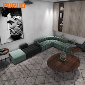 โซฟาดีไซน์เนอร์ทันสมัยสำหรับวิลล่า เฟอร์นิเจอร์ห้องรับรอง โซฟาคลับ โซฟาโรงแรม โซฟาอิตาลีสำหรับต้อนรับ โซฟาผ้าสำหรับล็อบบี้ไนท์คลับสุดหรู - Product Image 4