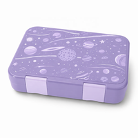 Ensemble de boîtes à lunch pour enfants en Tritan, mignonnes, à trois compartiments, avec couvercle, poignée, cuillère/fourchette, compatibles micro-ondes, étanches, portables, pour repas scolaires