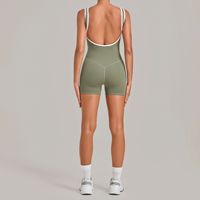 Combinaison moulante à col carré avec logo personnalisé, dos nu, brossée, très extensible, effet push-up, pour le yoga et le sport