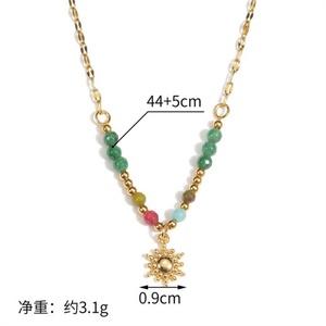 สร้อยคอสแตนเลสสำหรับผู้หญิงประดับด้วยลูกปัดหลากสี - Product Image 5