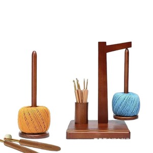 Wooden Spool Holder For Yarn <b>Crochet</b> <b>Hooks</b> Craft Tools Minimalist Design Rotatable Stand Solid Wood Knitting Organizer - Product Image 1