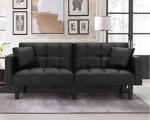 Juego de muebles de cuero moderno, sofá reclinable convertible con futón y brazo, sofá cama plegable para sala de estar de hotel, nuevo producto