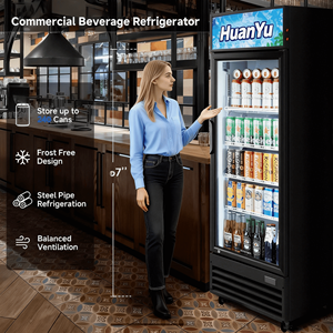 Réfrigérateur commercial pour supermarché, vitrine réfrigérée à porte simple avec éclairage LED et système anti-givre pour boissons - Product Image 6