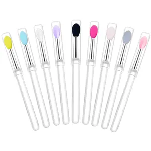 Transparent Handles and Caps Applying Cream Lip Mask eyeshadow lip stick Silicone Lip Brushes