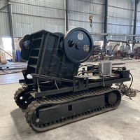 Concasseur à mâchoires mobile sur chenilles mini pour bauxite, concasseur stationnaire, moteur AC et engrenages, capacité 40t/h, pour exploitation minière en ciel ouvert