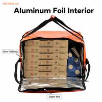 Sac isotherme en bâche imperméable de grande taille avec ouverture frontale à fermeture éclair, en mousse et feuille d'aluminium, pour livraison de pizzas en gros