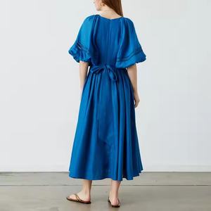 Vestidos Formales de Lino de Alta Calidad a la Moda, Vestidos Casuales de Oficina de Verano de Color Sólido y Sexy para Mujer - Product Image 3