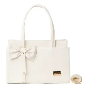 Bolso Bandolera Blanco para Mujer Fana Corina M3888, Forma de Almohada, Decoración con Lazo, Elegante, para Bodas y Uso Diario - Product Image 4