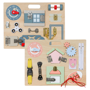 Planche Montessori Double Face Occupé Apprentissage Précoce Jouet en Bois pour 2 4 Ans Forme Assortie Dressing Lacet Déverrouillage - Product Image 5