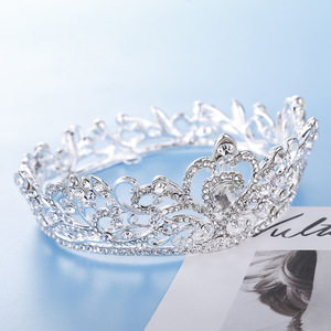 Nouvelle mariée baroque alliage diamant couronne ronde grande pleine couronne scène fête robe <span class=keywords><strong>de</strong></span> mariée accessoire - Product Image 4