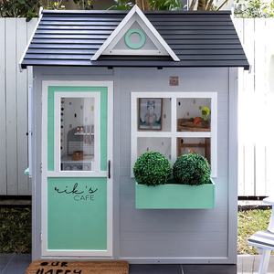 En bois cour jouet playhouse pas cher designer cubby maison flatpack en bois enfants château playhouse - Product Image 4