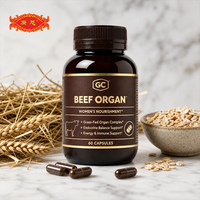 Capsules d'organes de bœuf OEM ODM, nourrissantes et issues de bovins nourris à l'herbe, formule personnalisée sous marque privée, 60 unités