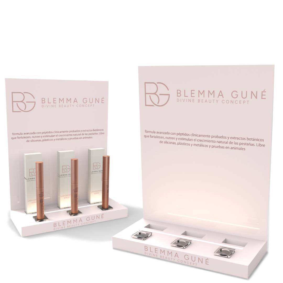 Customized Acrylic Tabletop Skincare Display Stand with LED Light for Cosmetic Counter Product Display in Skincare Retail Stores