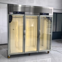 Vitrine Réfrigérée Verticale Commerciale pour Viande, Simple/Double/Triple Porte, en Acier Inoxydable, Sans Givre, pour Affinage et Présentation