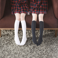 Chaussettes longues en nylon pour femmes et filles, chaussettes hautes jusqu'à la cuisse, uniformes, blanches unies, respirantes, avec lettres, pour l'hiver
