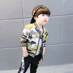 Chaqueta de camuflaje con cremallera de manga larga para niño, conjunto de ropa de moda para niño de tres piezas - Product Image 6